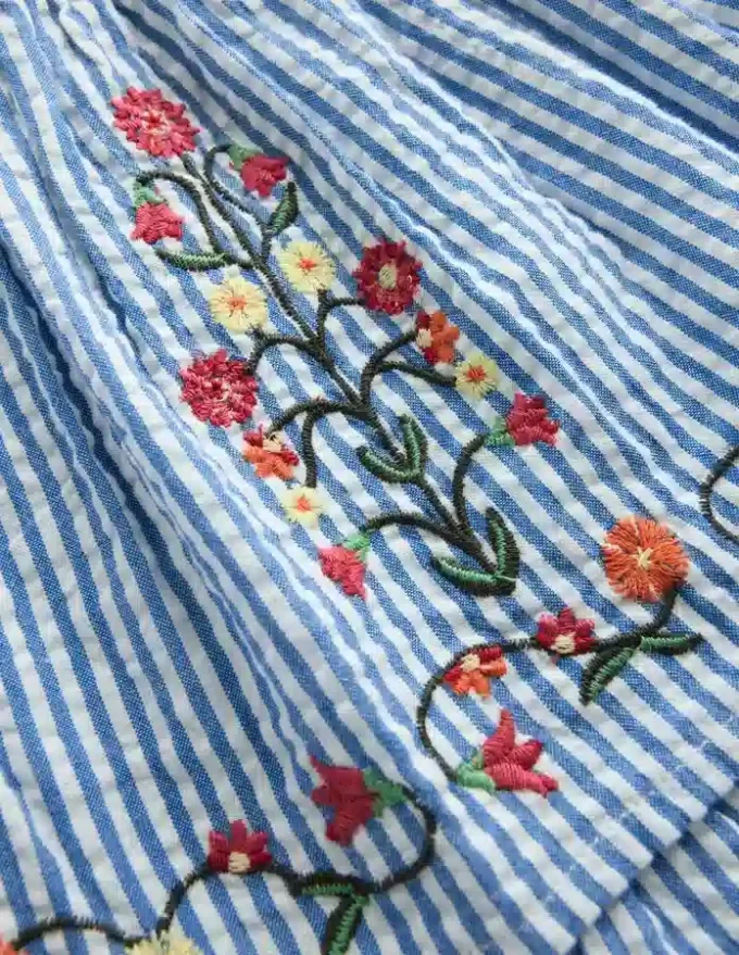 Tiered Ruffle Woven Dress Ticking Stripe Floral Tiered Ruffle Woven Dress Ticking Stripe Floral