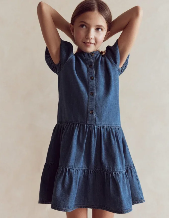 Tiered Shirt Dress Chambray Blue Tiered Shirt Dress Chambray Blue