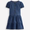 Tiered Shirt Dress Chambray Blue Tiered Shirt Dress Chambray Blue