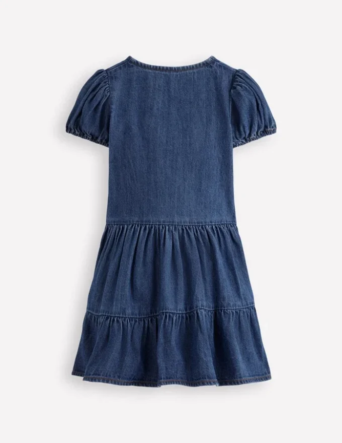Tiered Shirt Dress Chambray Blue Tiered Shirt Dress Chambray Blue