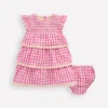 Tiered Woven Dress Pink Gingham Daisies Tiered Woven Dress Pink Gingham Daisies