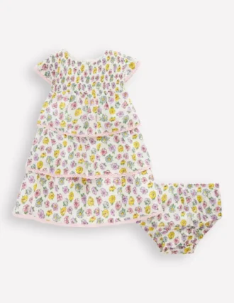 Tiered Woven Dress Soft Ivory Rose