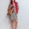 Tilda Jersey T-shirt Dress Navy and Ivory Stripe Tilda Jersey T-shirt Dress Navy and Ivory Stripe