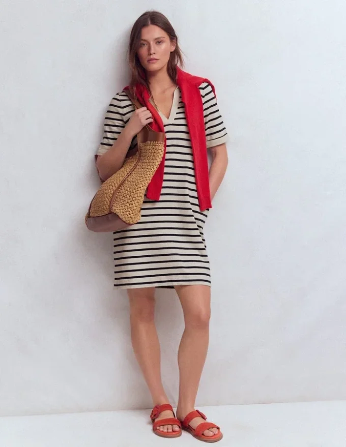 Tilda Jersey T-shirt Dress Navy and Ivory Stripe Tilda Jersey T-shirt Dress Navy and Ivory Stripe