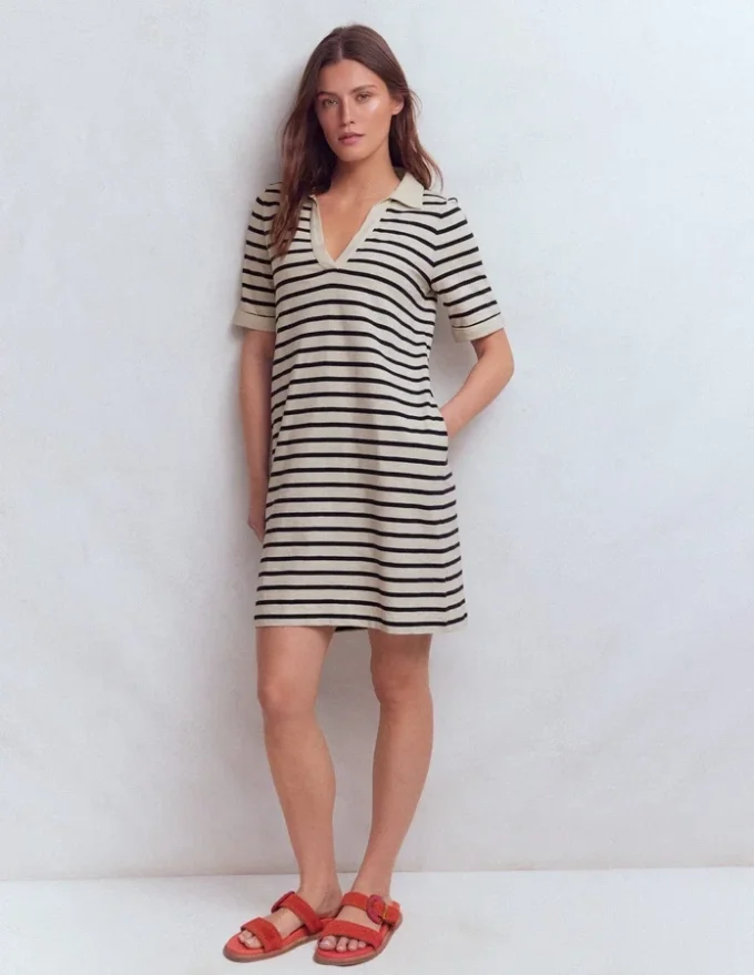 Tilda Jersey T-shirt Dress Navy and Ivory Stripe Tilda Jersey T-shirt Dress Navy and Ivory Stripe