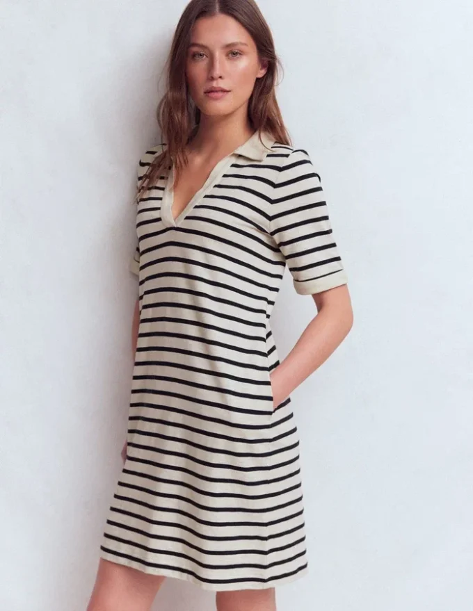 Tilda Jersey T-shirt Dress Navy and Ivory Stripe Tilda Jersey T-shirt Dress Navy and Ivory Stripe