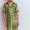 Tilda Jersey T-shirt Dress Olive and Ivory Stripe Tilda Jersey T-shirt Dress Olive and Ivory Stripe