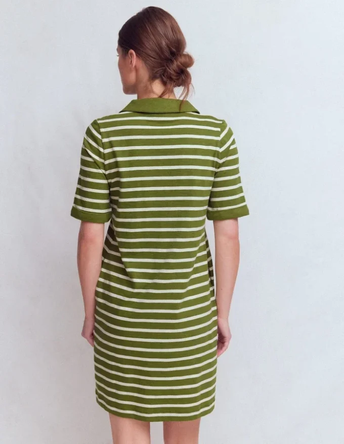 Tilda Jersey T-shirt Dress Olive and Ivory Stripe Tilda Jersey T-shirt Dress Olive and Ivory Stripe