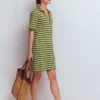 Tilda Jersey T-shirt Dress Olive and Ivory Stripe Tilda Jersey T-shirt Dress Olive and Ivory Stripe