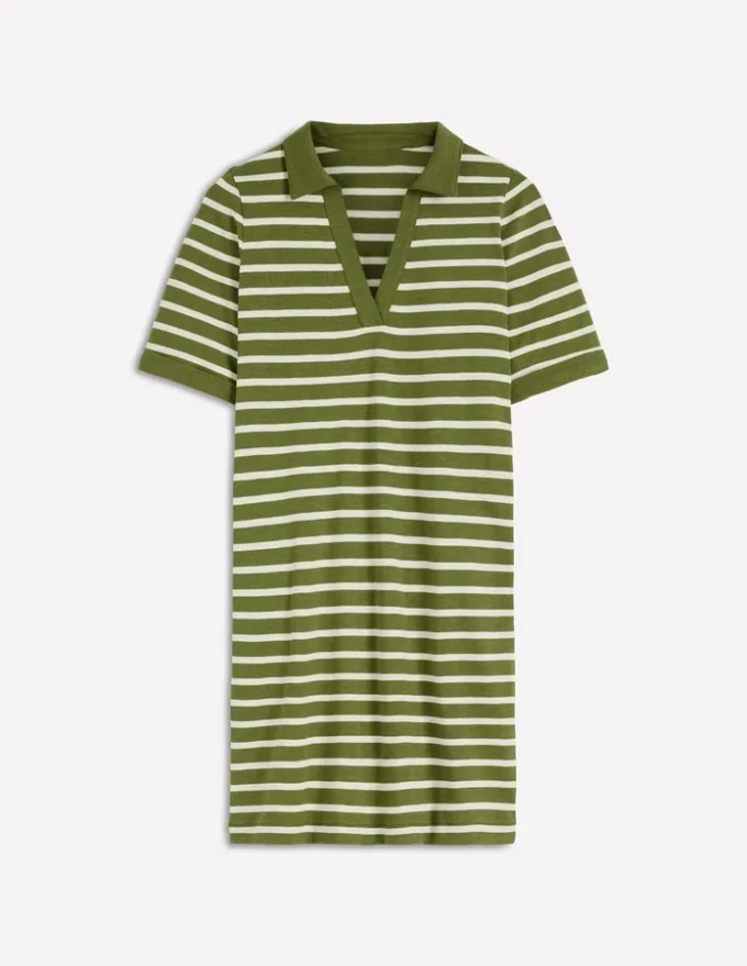 Tilda Jersey T-shirt Dress Olive and Ivory Stripe Tilda Jersey T-shirt Dress Olive and Ivory Stripe