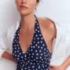 Tilos Tie Side Swimsuit French Navy, Painted Dot Tilos Tie Side Swimsuit French Navy, Painted Dot