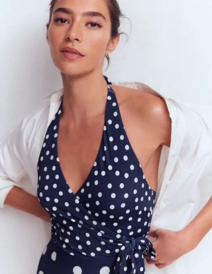 Tilos Tie Side Swimsuit French Navy, Painted Dot Tilos Tie Side Swimsuit French Navy, Painted Dot