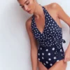 Tilos Tie Side Swimsuit French Navy, Painted Dot Tilos Tie Side Swimsuit French Navy, Painted Dot
