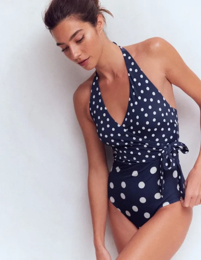 Tilos Tie Side Swimsuit French Navy, Painted Dot Tilos Tie Side Swimsuit French Navy, Painted Dot
