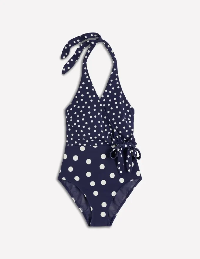 Tilos Tie Side Swimsuit French Navy, Painted Dot Tilos Tie Side Swimsuit French Navy, Painted Dot