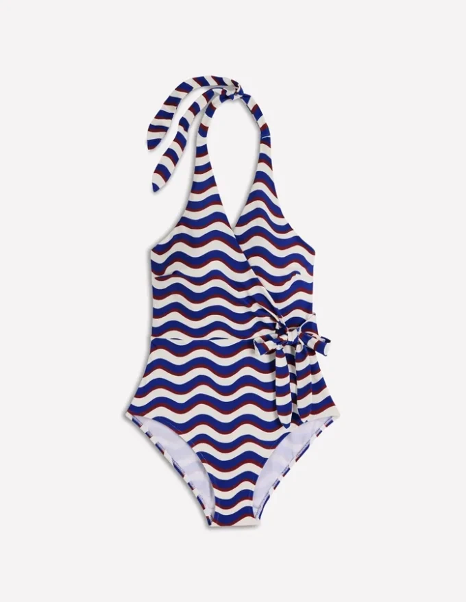 Tilos Tie Side Swimsuit Multi, Wave Stripe Tilos Tie Side Swimsuit Multi, Wave Stripe