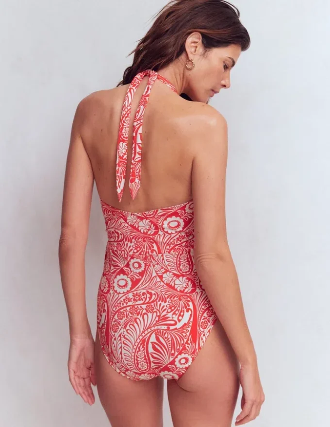Tilos Tie Side Swimsuit Poppy Red, Enchanted Paisley