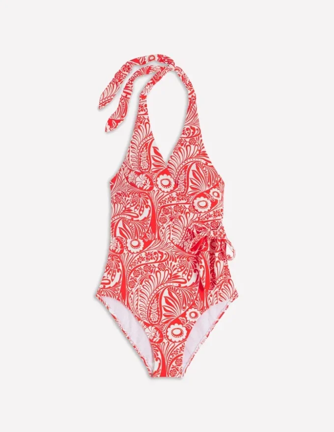 Tilos Tie Side Swimsuit Poppy Red, Enchanted Paisley