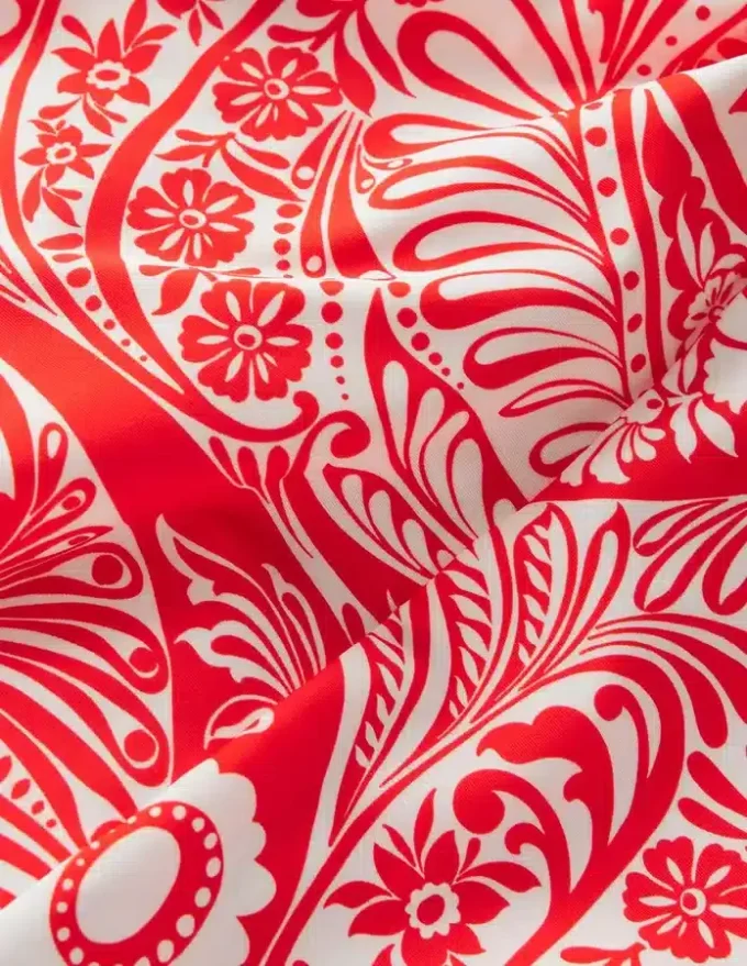 Tilos Tie Side Swimsuit Poppy Red, Enchanted Paisley
