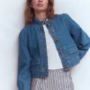 Topstitch Denim Jacket Mid Wash, Denim Topstitch Denim Jacket Mid Wash, Denim