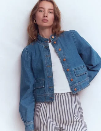 Topstitch Denim Jacket Mid Wash, Denim