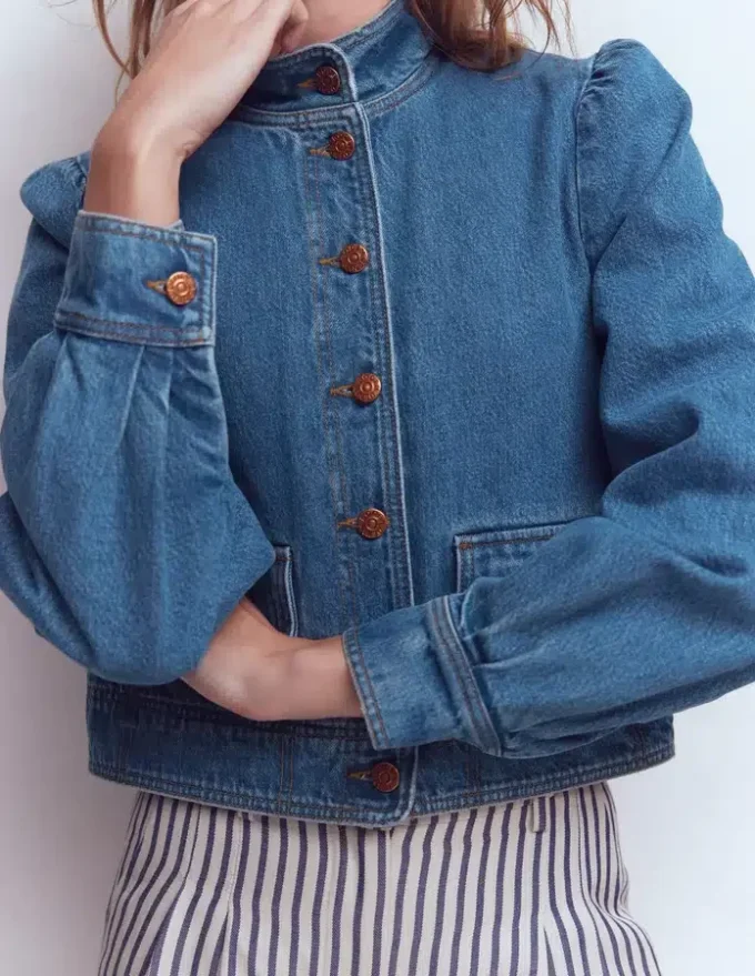 Topstitch Denim Jacket Mid Wash, Denim Topstitch Denim Jacket Mid Wash, Denim