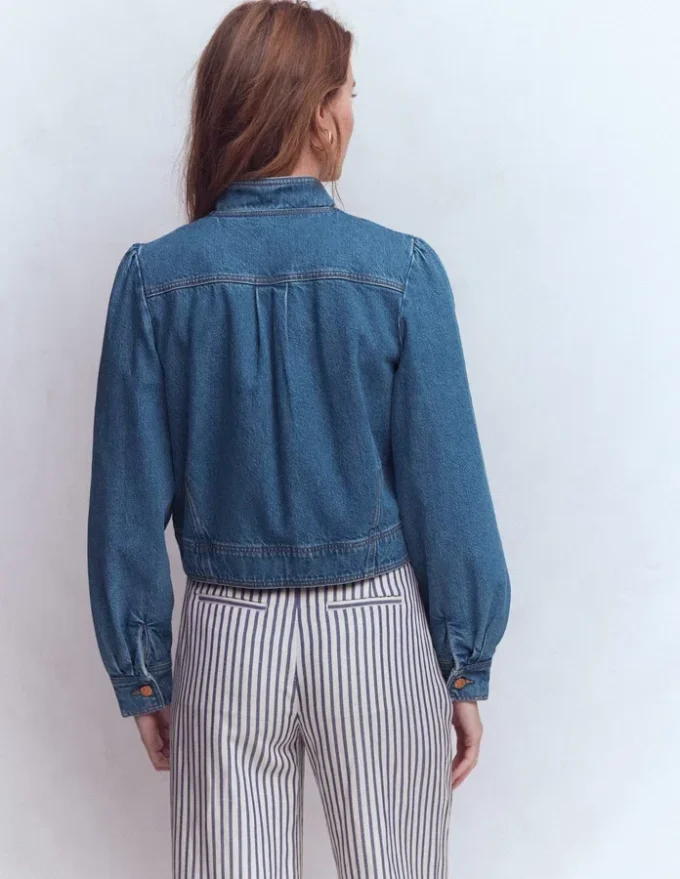 Topstitch Denim Jacket Mid Wash, Denim Topstitch Denim Jacket Mid Wash, Denim