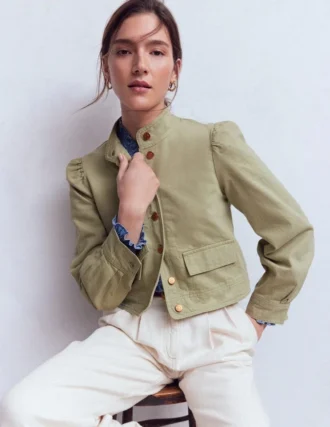 Topstitch Denim Jacket Soft Green