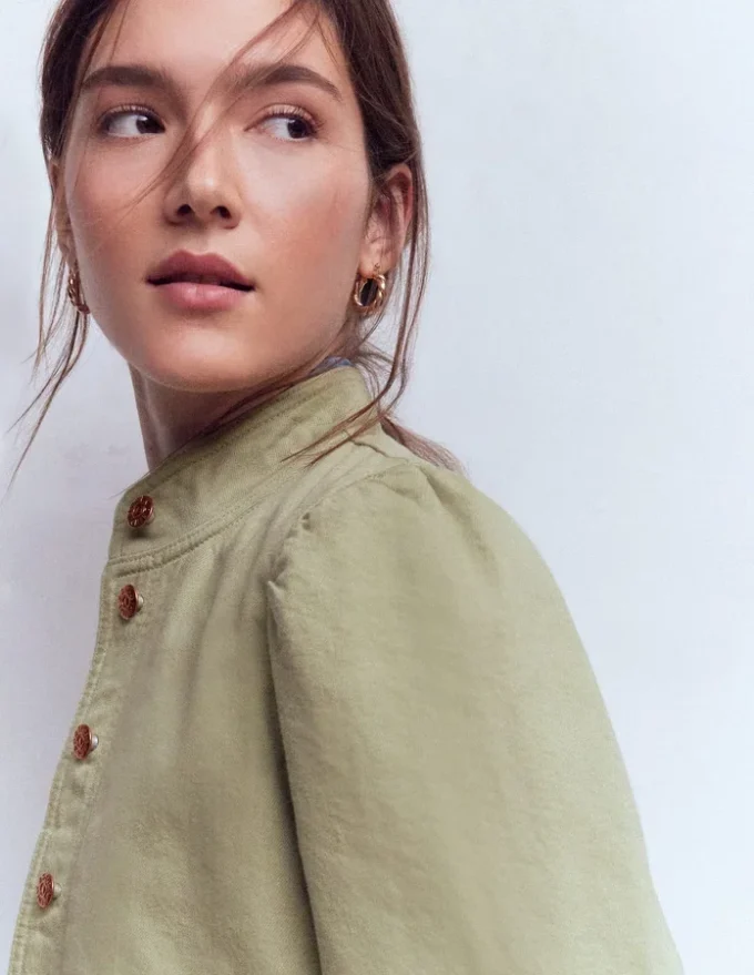 Topstitch Denim Jacket Soft Green Topstitch Denim Jacket Soft Green