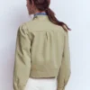 Topstitch Denim Jacket Soft Green Topstitch Denim Jacket Soft Green