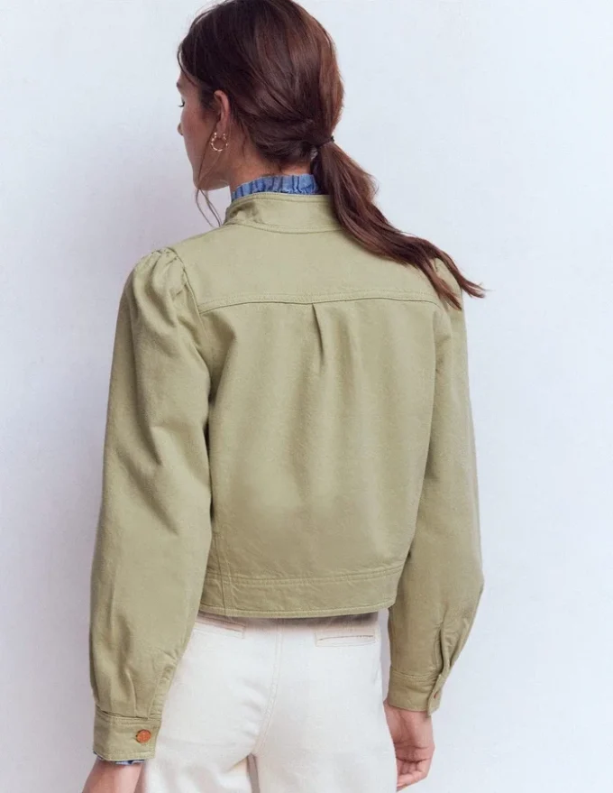 Topstitch Denim Jacket Soft Green Topstitch Denim Jacket Soft Green