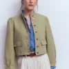 Topstitch Denim Jacket Soft Green Topstitch Denim Jacket Soft Green
