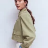 Topstitch Denim Jacket Soft Green Topstitch Denim Jacket Soft Green