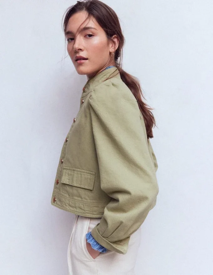 Topstitch Denim Jacket Soft Green Topstitch Denim Jacket Soft Green