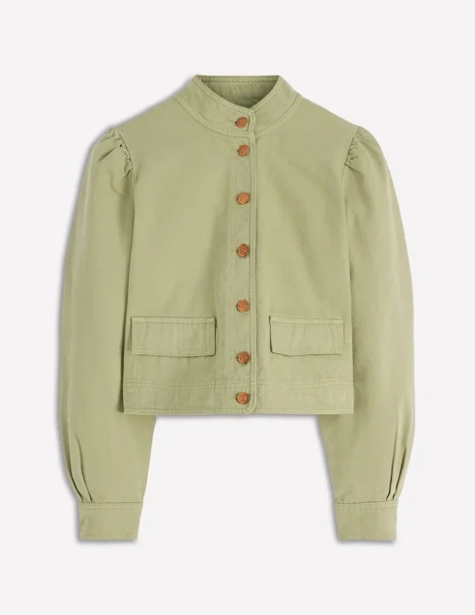 Topstitch Denim Jacket Soft Green Topstitch Denim Jacket Soft Green