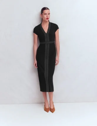 Topstitch Ponte Work Dress Black