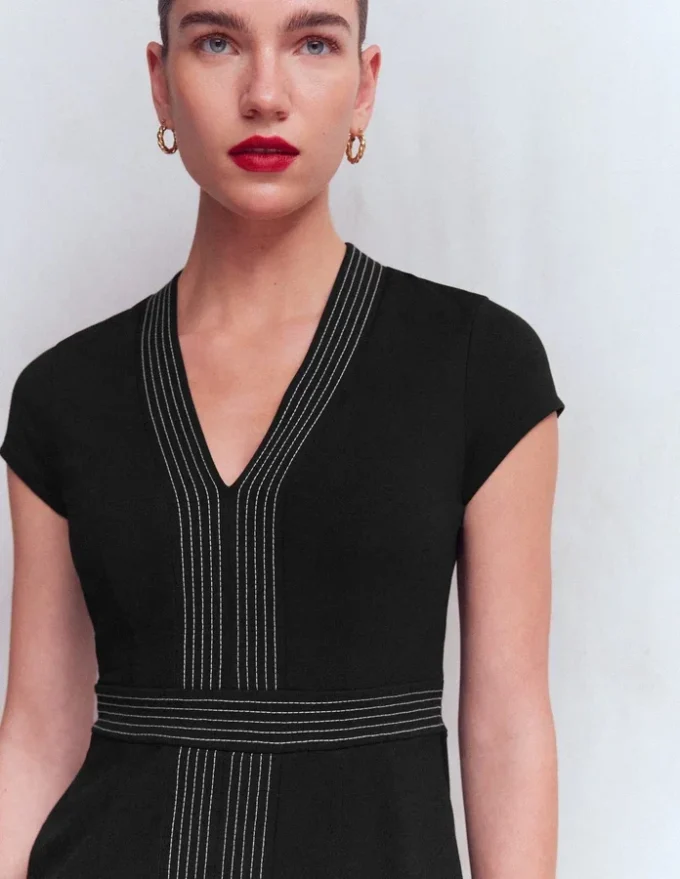Topstitch Ponte Work Dress Black Topstitch Ponte Work Dress Black