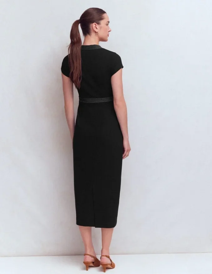 Topstitch Ponte Work Dress Black Topstitch Ponte Work Dress Black