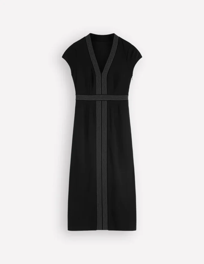 Topstitch Ponte Work Dress Black Topstitch Ponte Work Dress Black