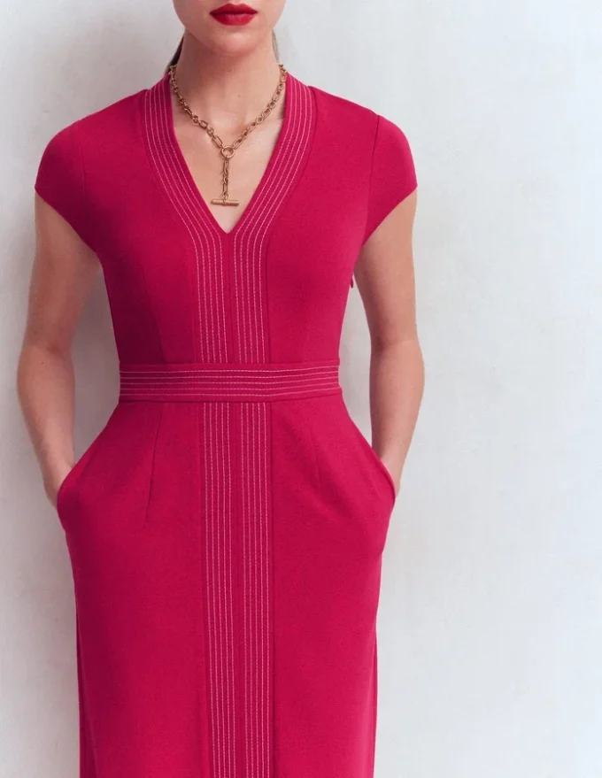 Topstitch Ponte Work Dress Pomegranate Topstitch Ponte Work Dress Pomegranate