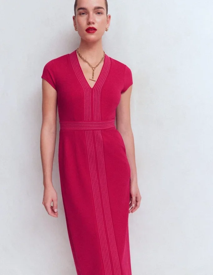 Topstitch Ponte Work Dress Pomegranate Topstitch Ponte Work Dress Pomegranate