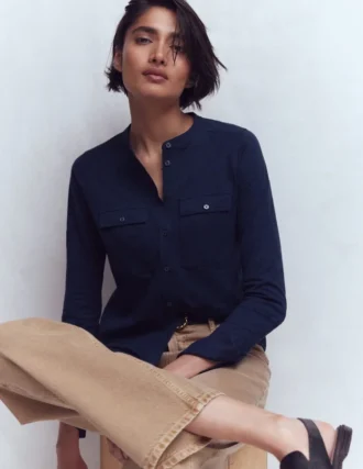 Topstitched Pocket Shirt Navy