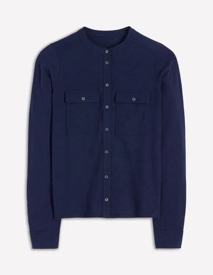 Topstitched Pocket Shirt Navy Topstitched Pocket Shirt Navy