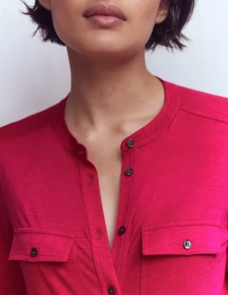 Topstitched Pocket Shirt Pomegranate