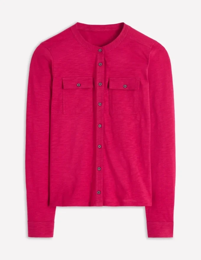 Topstitched Pocket Shirt Pomegranate Topstitched Pocket Shirt Pomegranate