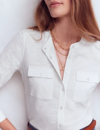 Topstitched Pocket Shirt White