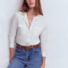 Topstitched Pocket Shirt White Topstitched Pocket Shirt White
