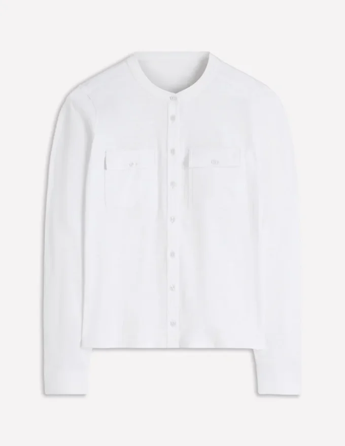 Topstitched Pocket Shirt White Topstitched Pocket Shirt White