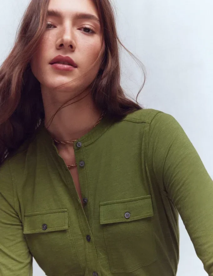 Topstitched Pocket Shirt Woodland Green Topstitched Pocket Shirt Woodland Green
