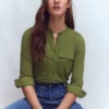 Topstitched Pocket Shirt Woodland Green Topstitched Pocket Shirt Woodland Green